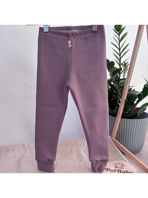 Leginsy prążek z guziczkami- jasny brąz