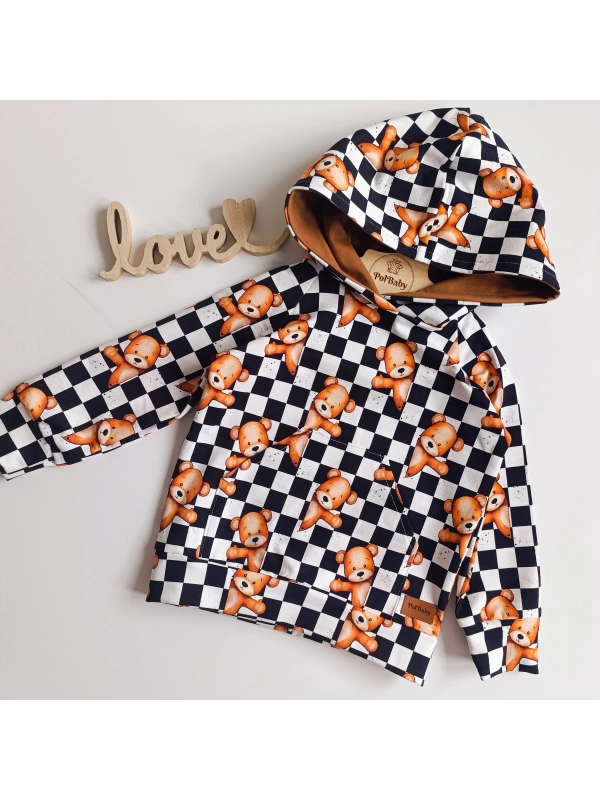 Misie na szachownicy - bluza klasyczna