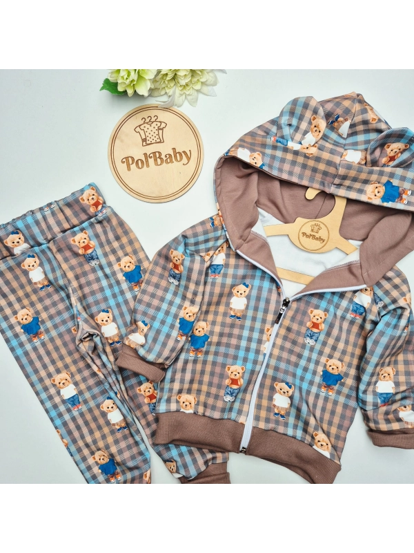 Misie na kratce - bawełniana bluza Misie na kratce - bawełniana bluza