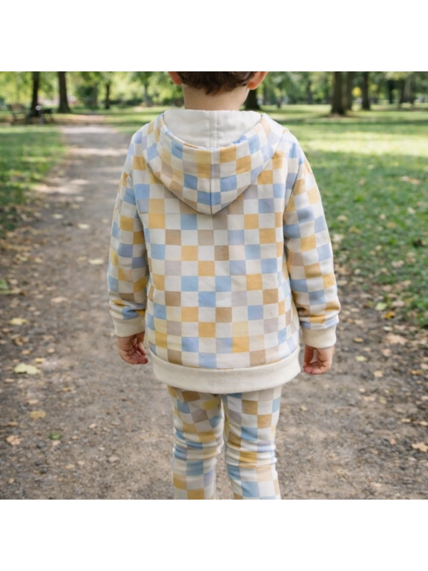 Szachownica colors - Bluza z kapturem i zamkiem