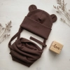 Bawełniana czapka beanie i komin prążkowany dla dziecka - ze sznurkami