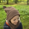 Zestaw zimowy z uszami misia - Cappucino