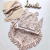 Komplet czapka i chusta prążek - newbie roses róż