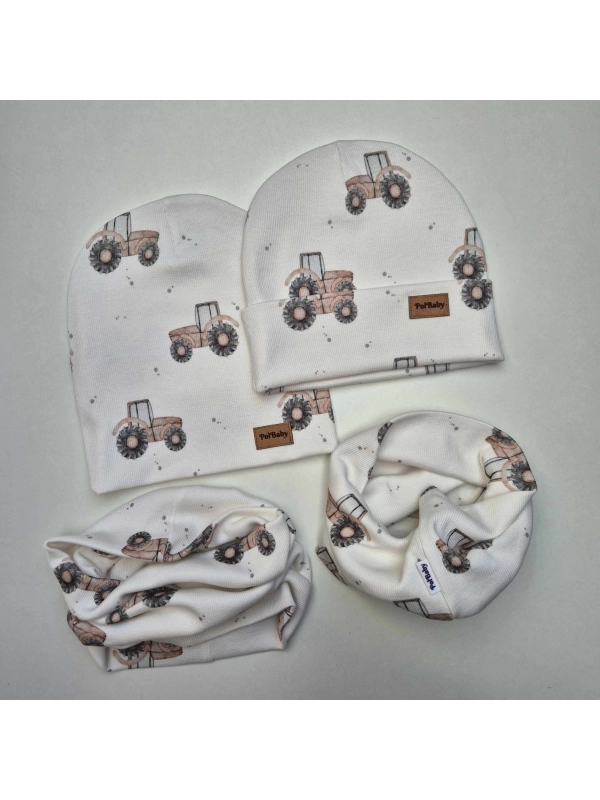 Komplet czapka beanie i komin prążek traktorki