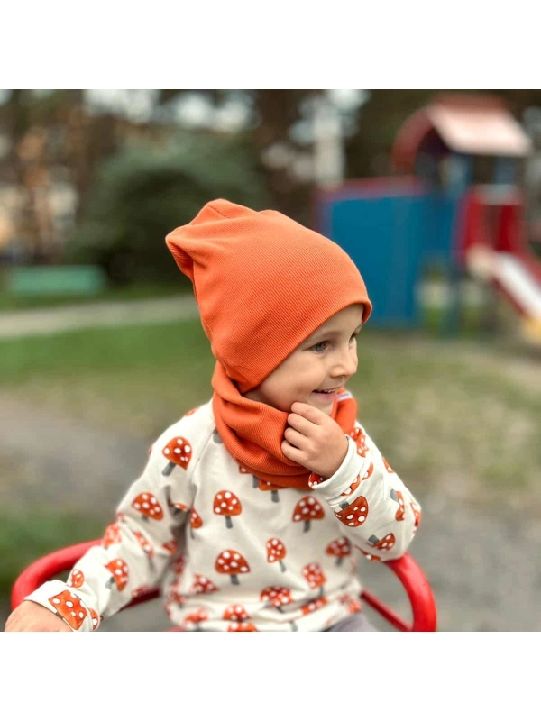 Komplet czapka i komin - cegła