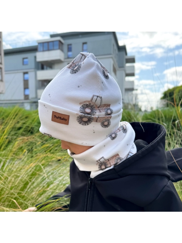 Komplet czapka beanie i komin prążek traktorki