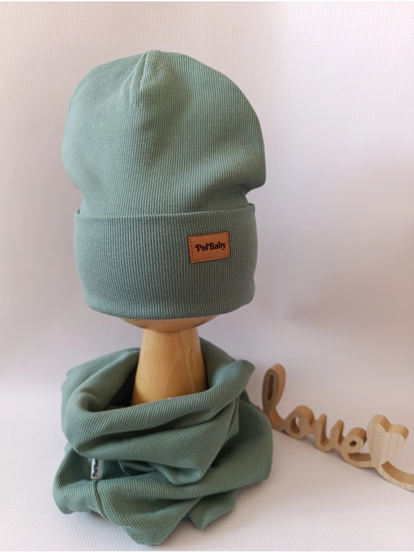 Komplet czapka typu beanie i długi podwójny komin