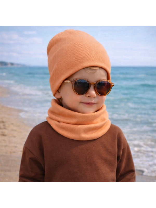 Komplet czapka i komin - kolor melon