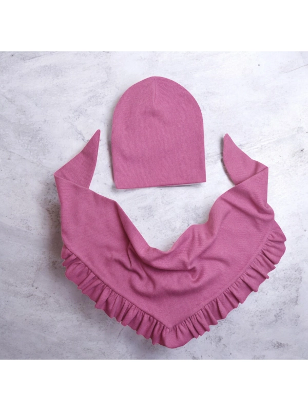 Komplet czapka i chusta z falbanką