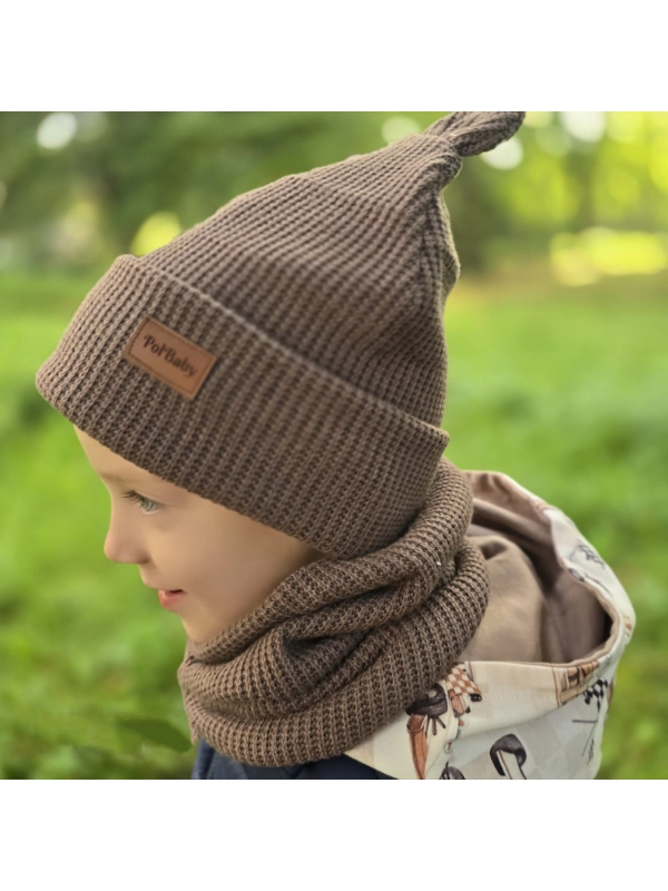 Zestaw zimowy z uszami misia - Cappucino