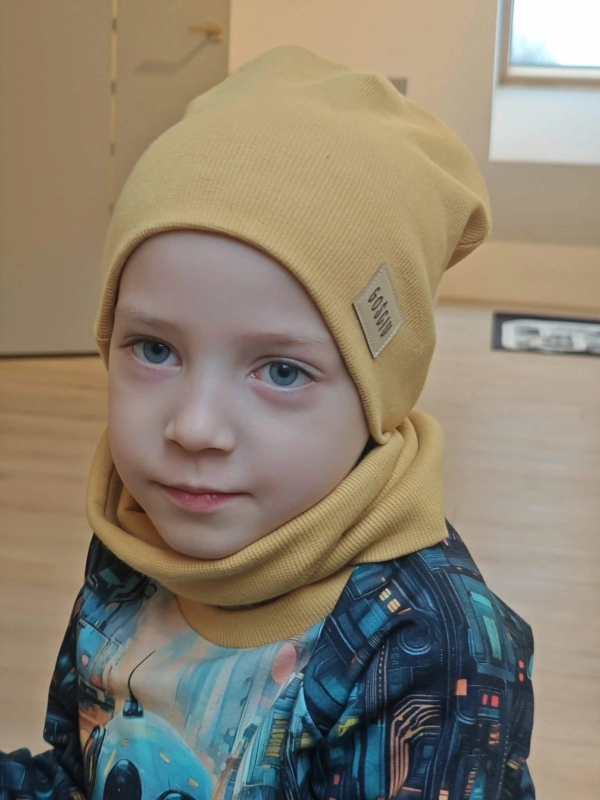 Komplet czapka i komin - kolor musztarda miodowa