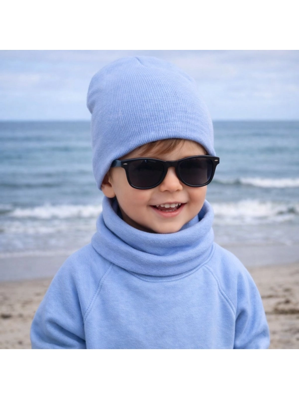 Komplet czapka i komin niebieski melanż