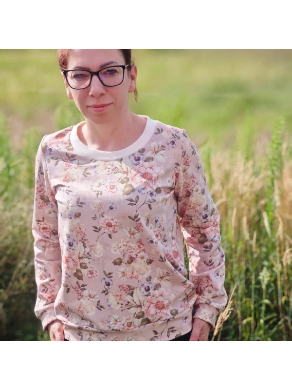 Akwarela kwiaty - klasyczna bluza damska
