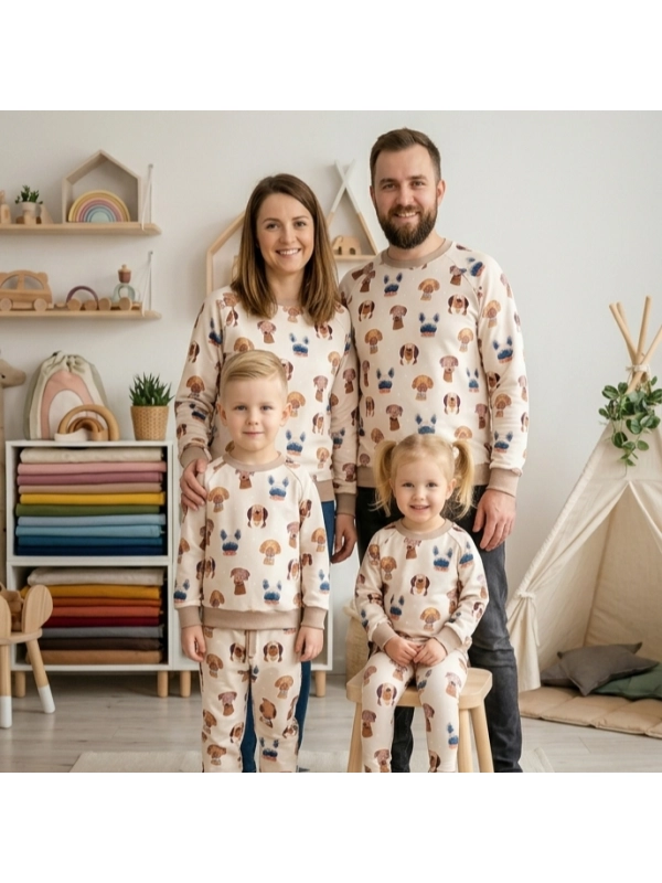 Bawełniany zestaw dla całej rodziny - Dogs