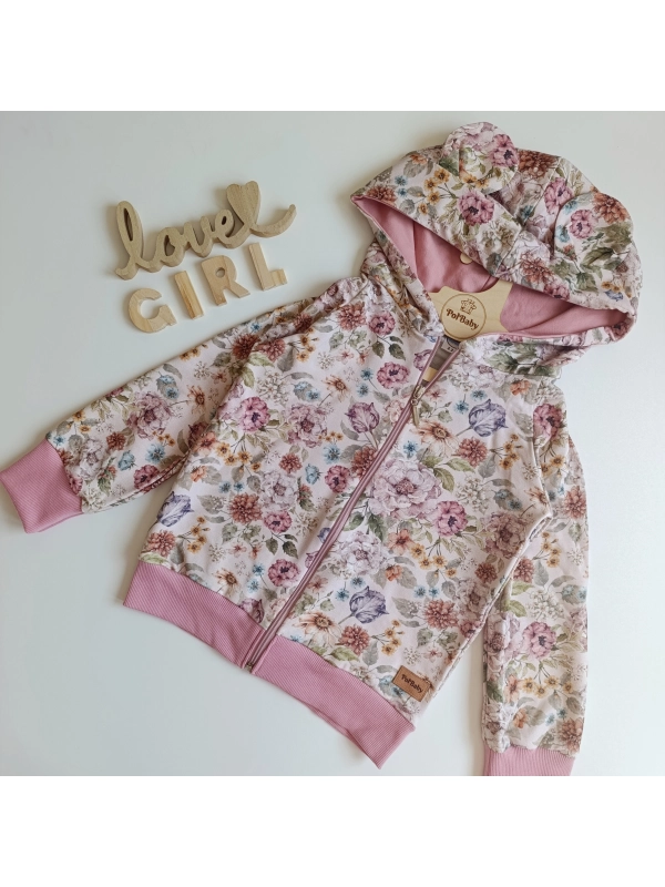 Bluza Garden różowa zamek + kaptur