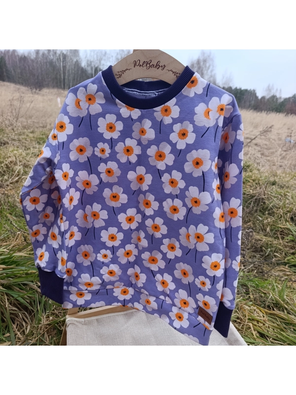 Kwiatki na fiolecie - bluza klasyczna