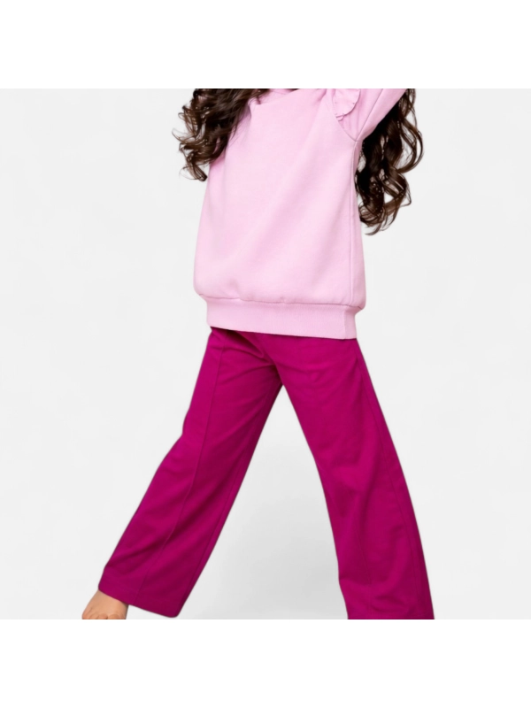 Spodnie Enzo kids - z szeroką nogawką - gładkie amarant