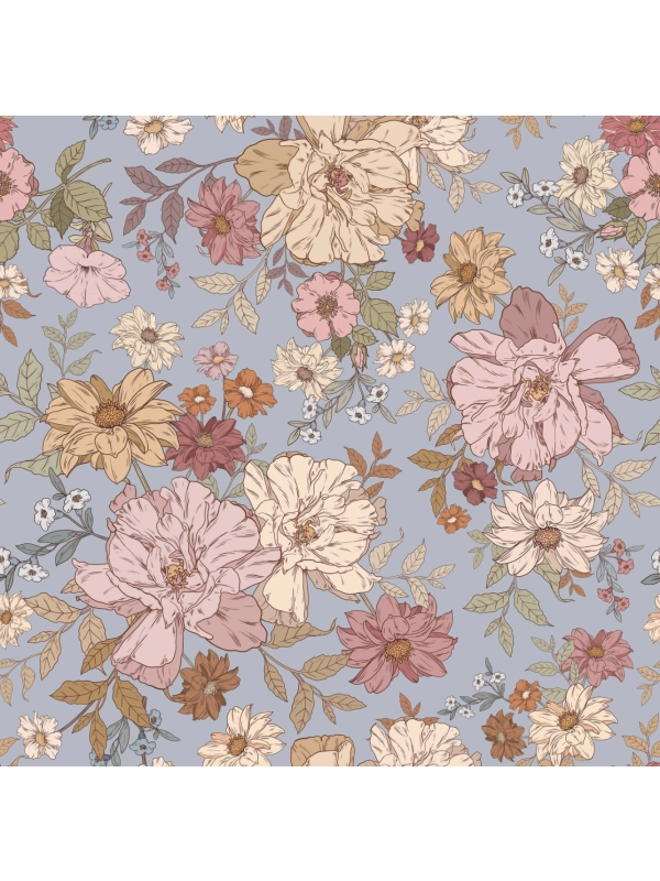 Retro flowers blue - komplet Retro flowers blue - komplet