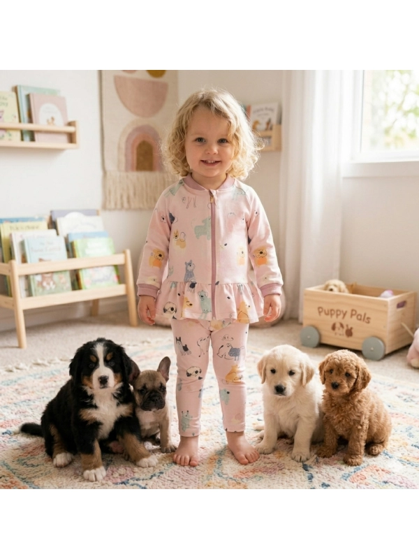 Malowane psy - komplet bawełniany