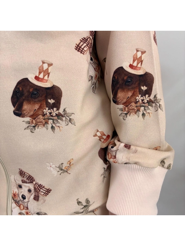 Pieski w kapeluszach - bluza bawełniana handmade