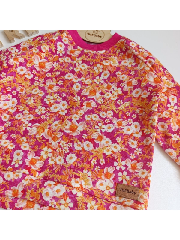 Power flower pink - klasyczna bluza