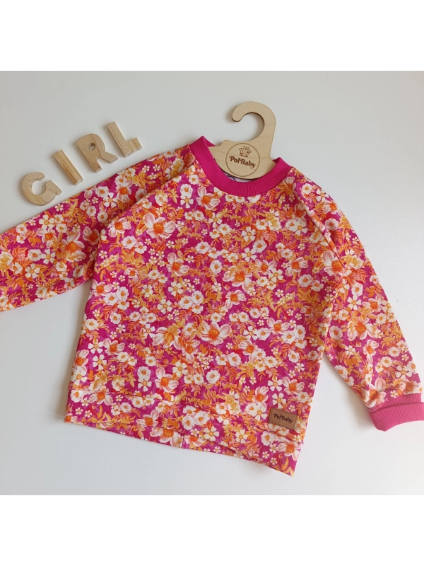 Power flower pink - klasyczna bluza