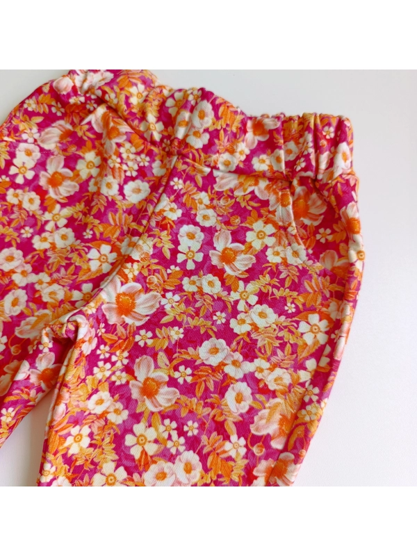 Spodnie dzwony - havana Power flower pink