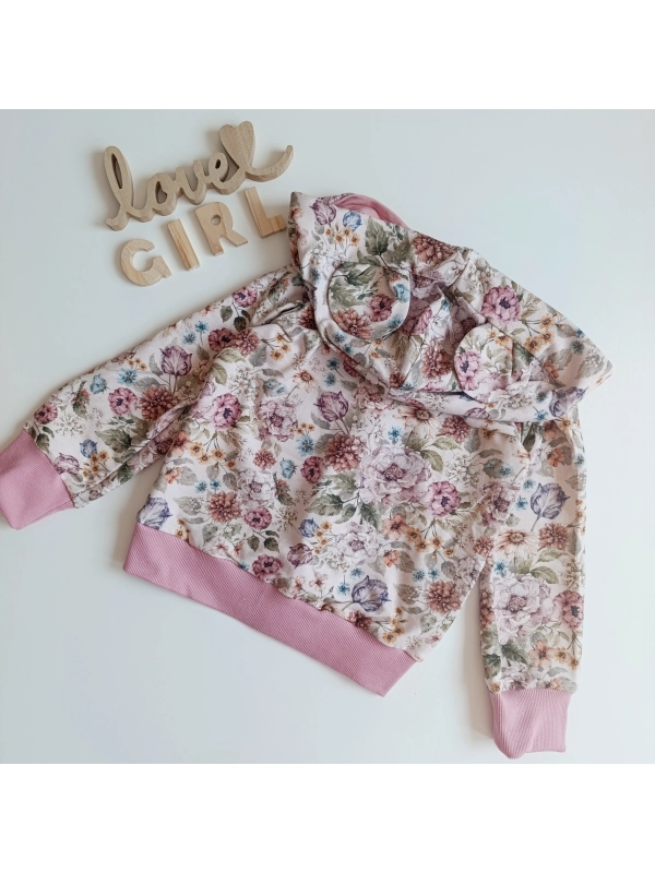 Bluza Garden różowa zamek + kaptur