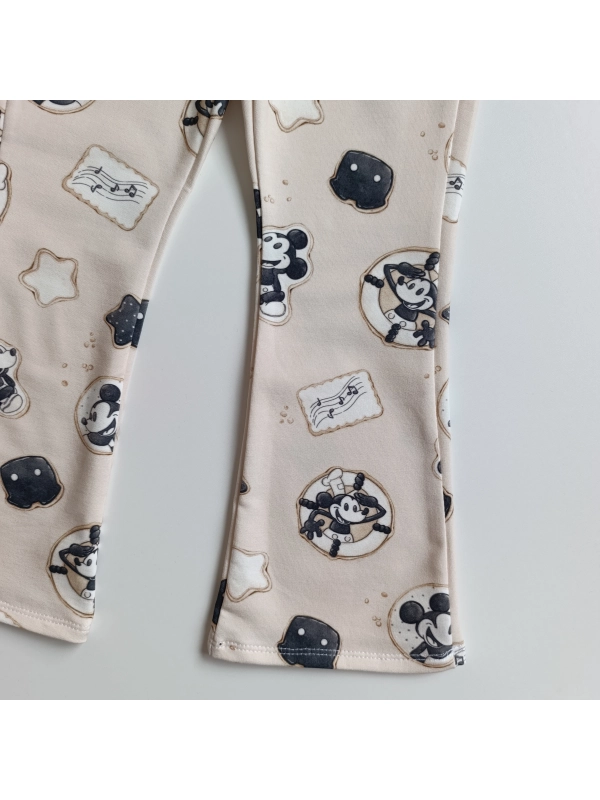 Spodnie dzwony - havana , Mickey na beżu Spodnie dzwony - havana , Mickey na beżu